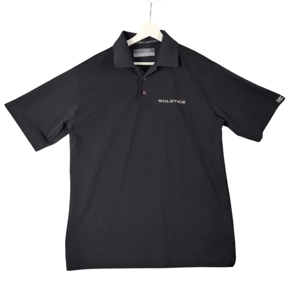 Cutter & Buck Mens Gorpcore Sporty Polo Large Black CB DryTec Solstice Logo
